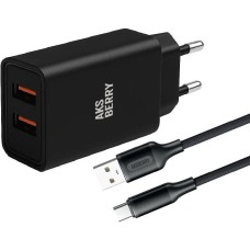 AKSBERRY (6900209230014) T38 2 USB 2.4A + кабель Type C, черный