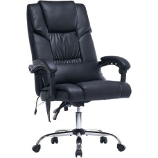 CACTUS Кресло CS-CHR-OC02M-BK с вибромассажем, на колесиках, эко.кожа, черный