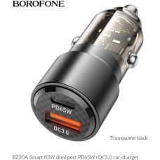 BOROFONE (6941991101625) BZ20A 1USB+1Type-C 3.0A 83W PD65W+QC3.0 Transparent Black
