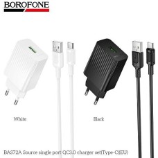 BOROFONE (6941991122682) BAS72Aa 1USB 3.0A QC3.0 18W для Type-C White