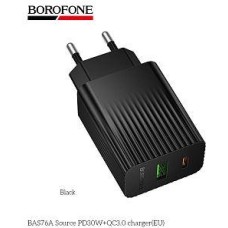 BOROFONE (6941991122873) BAS76A 1USB+1Type-C 3.0A QC3.0 PD 30W Black BOROFONE (6941991122873) BAS76A 1USB+1Type-C 3.0A QC3.0 PD 30W Black