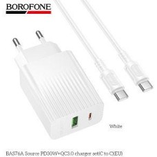 BOROFONE (6941991122927) BAS76Aaa 1USB+1Type-C 3.0A QC3.0 PD30W для Type-C Type-C White