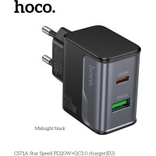 HOCO (6942007653664) CS71A 1USB+1Type-C 3.0A PD20W+QC3.0 Midnight black