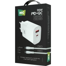 MORE CHOICE (4620202555618) NC82a 1USB+1Type-C 3.0A PD 35W+QC3.0 для Type-C Type-C White