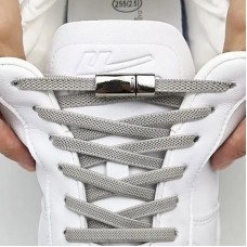 РЫЖИЙ КОТ Шнурки с магнитным фиксатором плоские эластичные, цвет серый (107990)