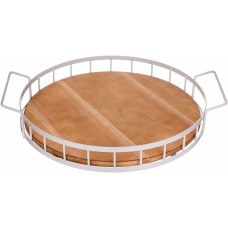 AGNESS ПОДНОС ИЗ ДЕРЕВА С МЕТАЛЛИЧЕСКИМИ РУЧКАМИ 40*35*7СМ ЦВЕТ БЕЖЕВЫЙ ( КОР=8ШТ) 917-133