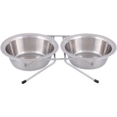 РЫЖИЙ КОТ Подставка с двумя мисками для животных, нержавеющая сталь, 180 мл (107307)