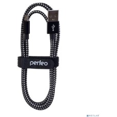 PERFEO (U4801) USB A вилка - Micro USB вилка, черно-белый, длина 1 м