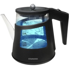 STARWIND Чайник электрический SKG2113, 1000Вт, черный и прозрачный