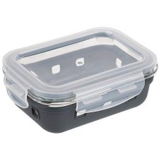 MALLONY Контейнер MASSIMO, 370 мл, из жаропрочного стекла с крышкой с защёлками в силиконовой подставке (108338)