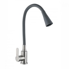 АНТЕЙ 577032 Садко Смеситель д/кухни шар. с силиконовым изливом серый нерж.сталь 1/11