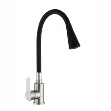 АНТЕЙ 577033 Садко Смеситель д/кухни шар. с силиконовым изливом черный нерж.сталь 1/11