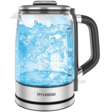 HYUNDAI Чайник HYK-G5501 1.7л. 2200Вт серебристый/черный (стекло)