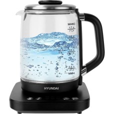HYUNDAI Чайник HYK-G5506 1.7л. 2200Вт черный/серебристый (стекло)