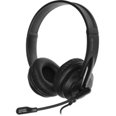 A4TECH Гарнитура HS-10, для контактных центров, накладные, проводные, черный / белый [hs-10/3.5mm plug/black]