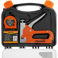 SPARTA Набор: степлер мебельный регулируемый, скобы 500 шт, рулетка 2 м, тип скобы 53, 4-14 мм 42003