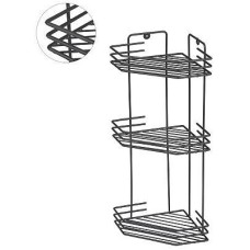 РЫЖИЙ КОТ Полка угловая трёхъярусная 20,5*20,5*52 см (термопластичное покрытие) графит (310870)