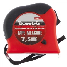 MATRIX Рулетка Double fixation,7,5 м х 25 мм,обрезиненный корпус,двойная плавная фиксация 31058 MATRIX Рулетка Double fixation,7,5 м х 25 мм,обрезиненный корпус,двойная плавная фиксация 31058
