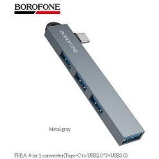 BOROFONE (6941991126123) FH1A USB HUB Type-C на 3USB 2.0+1USB 3.0 FH1A Metal Grey BOROFONE (6941991126123) FH1A USB HUB Type-C на 3USB 2.0+1USB 3.0 FH1A Metal Grey