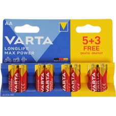VARTA Батарея LongLife Max Power Alkaline LR6 BL5+3 AA (8шт) блистер