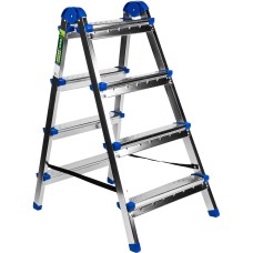 СИБРТЕХ Стремянка двухсторонняя 4 ступени, сталь профиль, стальные ступени, 97984