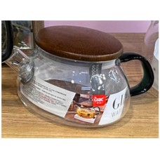 LEONORD Чайник заварочный из цветного стекла, Aroma di Fiore, объём: 600 мл с тёмной деревянной крышкой (910145)