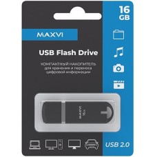 MAXVI P3 32GB black, монолит с колпачком, ABS пластик, USB 2.0