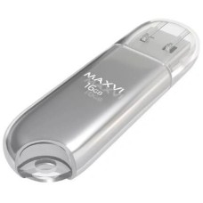 MAXVI P1 16GB silver, монолит с колпачком, ABS пластик, USB 2.0