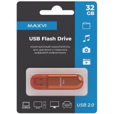 MAXVI P1 32GB orange, монолит с колпачком, ABS пластик, USB 2.0