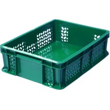 ТАРА.РУ 701.02.02 п/э 400х300х120 дно сплошное, стенки перфорированные, с внешней ручкой цв. зелёный (18584)