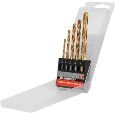 MATRIX Набор нитридтитановых сверл по металлу, 3-4-5-6-8 мм, HSS, 5 шт., пласт. кор. цил. хвост.//