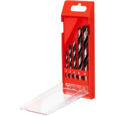 MATRIX Набор сверл по дереву, 4-5-6-8-10 мм, 5шт., цилиндр. хвостовик, пластиковый кейс//