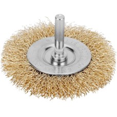 MATRIX Щетка для дрели, 60 мм, плоская со шпилькой, латунированная витая проволока//