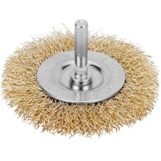 MATRIX Щетка для дрели, 75 мм, плоская со шпилькой, латунированная витая проволока//