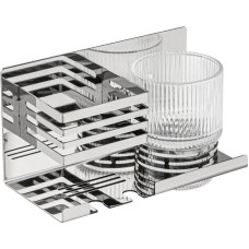 BRIMIX 1280-1 Полочка со стеклянным стаканом и подставкой для зубных щёток, настенное крепление, из нержавеющей стали, цвет ХРОМ