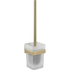 GFMARK 93162 Ёрш для унитаза, со стеклянной колбой, с креплением к стене из нержавеющей стали, с квадратным основанием, цвет МАТОВОЕ ЗОЛОТО