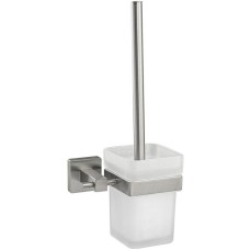 GFMARK 87162 Ёрш для унитаза, со стеклянной колбой, с креплением к стене из нержавеющей стали, с квадратным основанием, цвет САТИН