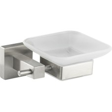 GFMARK 87004 Мыльница стеклянная матовая, с креплением к стене из нержавеющей стали, с квадратным основанием, цвет САТИН