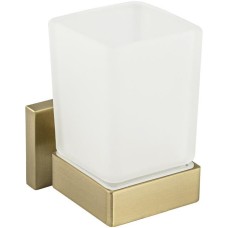 GFMARK 93005 Стакан стеклянный матовый, с креплением к стене из нержавеющей стали, с квадратным основанием, цвет МАТОВОЕ ЗОЛОТО