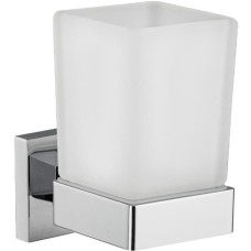 GFMARK 84005 Стакан стеклянный с креплением к стене, на квадратном основании, цвет ХРОМ