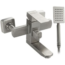 МАГНУС 9226 Смеситель для ванны, короткий излив, шаровый, квадратный корпус, из нержавеющей стали марки 304, цвет САТИН