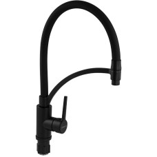 МАГНУС 9422 Смеситель для кухни, гибкий чёрный излив с фиксацией, корпус из нержавеющей стали марки SUS 304, цвет ЧЁРНЫЙ