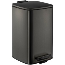 САНАКС 10858 Ведро из нержавеющей стали, с педалью, квадратное, 8 литров, крышка микролифт, цвет ГРАФИТ