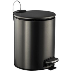САНАКС 10505 Ведро из нержавеющей стали, с педалью, круглое, 5 литров, плоская крышка микролифт, цвет ГРАФИТ