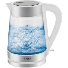 VITEK Чайник электрический VT-WK1030 1.7л. 2200Вт белый/серебристый корпус: стекло
