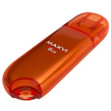 MAXVI P1 8GB orange, монолит с колпачком, ABS пластик, USB 2.0