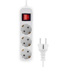 CADENA 3 гн MID 1,5м сз ПВС 3*0,75 6А белый с кнопкой