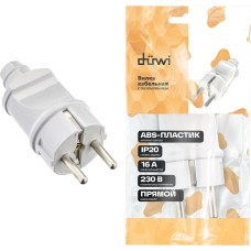 DUWI (30465 4) Вилка ABS-пластик, прямая, с заземлением, 16А, 230В, IP20 белый DUWI (30465 4) Вилка ABS-пластик, прямая, с заземлением, 16А, 230В, IP20 белый