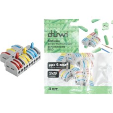 DUWI (26663 5) Клемма разветвительная рычажковая, CMK-539 PRO, 3х9, 0,5-4мм², 4шт DUWI (26663 5) Клемма разветвительная рычажковая, CMK-539 PRO, 3х9, 0,5-4мм², 4шт
