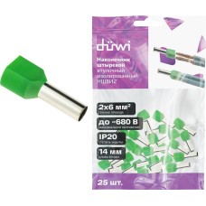 DUWI (26597 3) Наконечник-гильза двойной с изолированным фланцем, НШВИ DUWI (26597 3) Наконечник-гильза двойной с изолированным фланцем, НШВИ